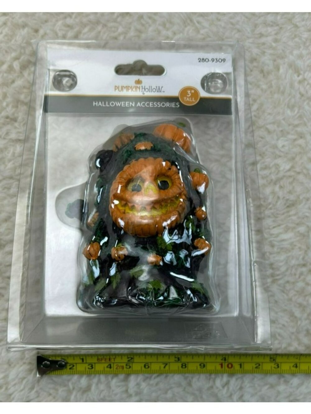 Pumpkin Hollow Halloween Accessories 3" Figurine Black & Orange Resin New In Pac